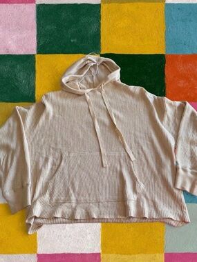 Style & Co. Cream Waffle-Knit Hooded Sweatshirt